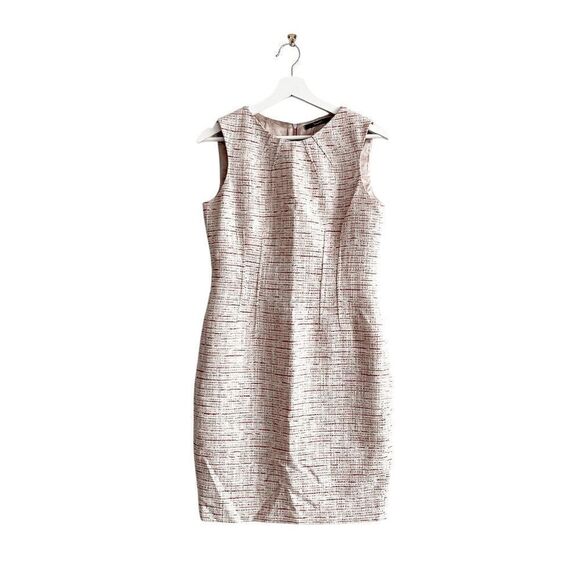 Tahari Womens Tweed Sleeveless Sheath Dress Red Cream White Size 8 - Picture 1 of 7